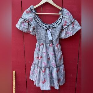 Kimchi Blue Juniper Embroidered Plaid Mini Dress Gingham Coquette